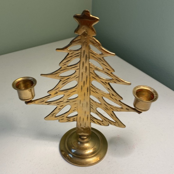 Brass Christmas Tree Candlestick Holder - Picture 5 of 5